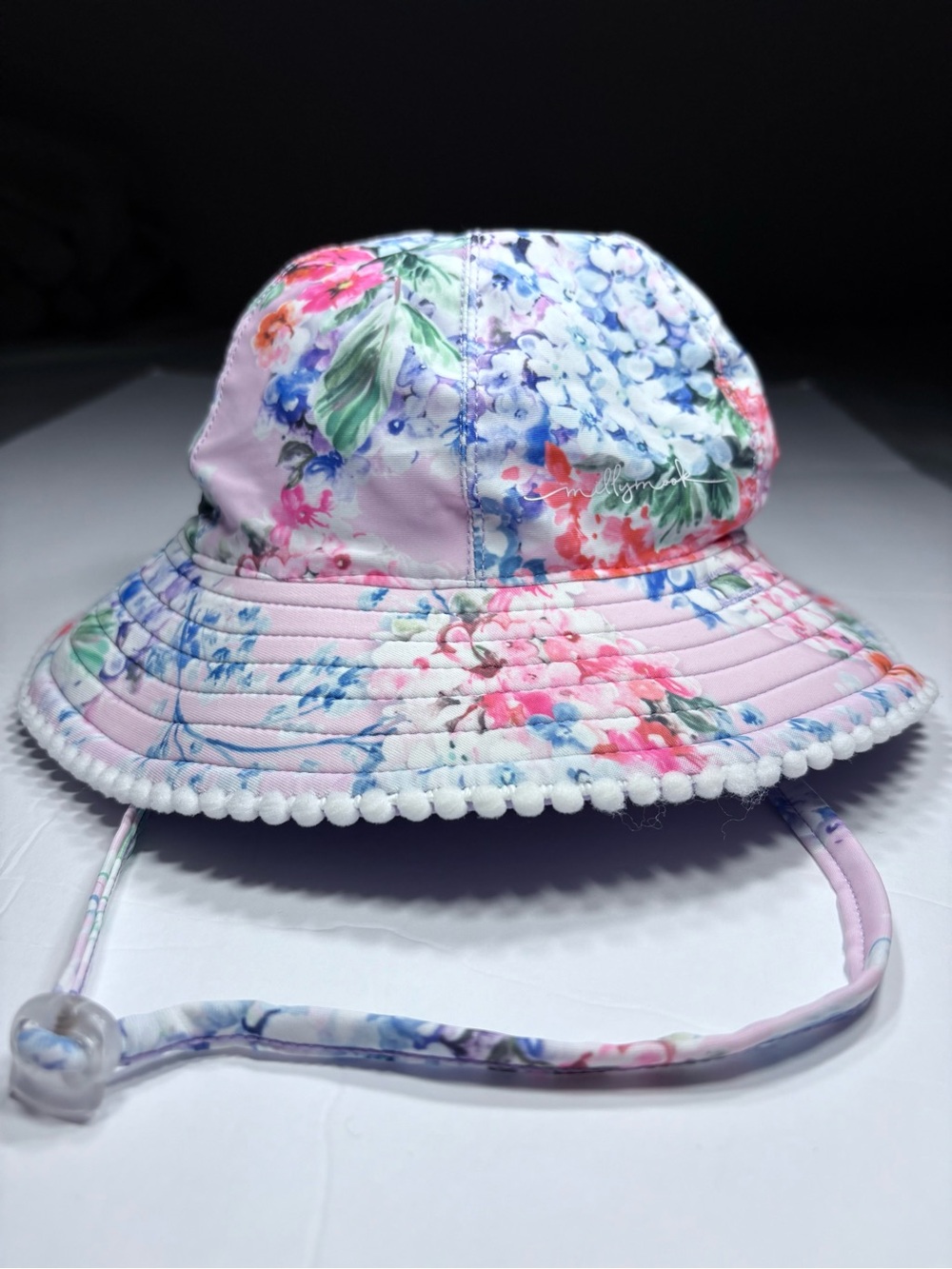 Millymook Floral Pink Kids Sun Hat with Chin Strap
